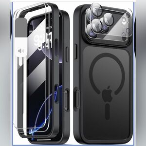 Black Phone Case with Camera Protector for iPhone 17 Pro Max